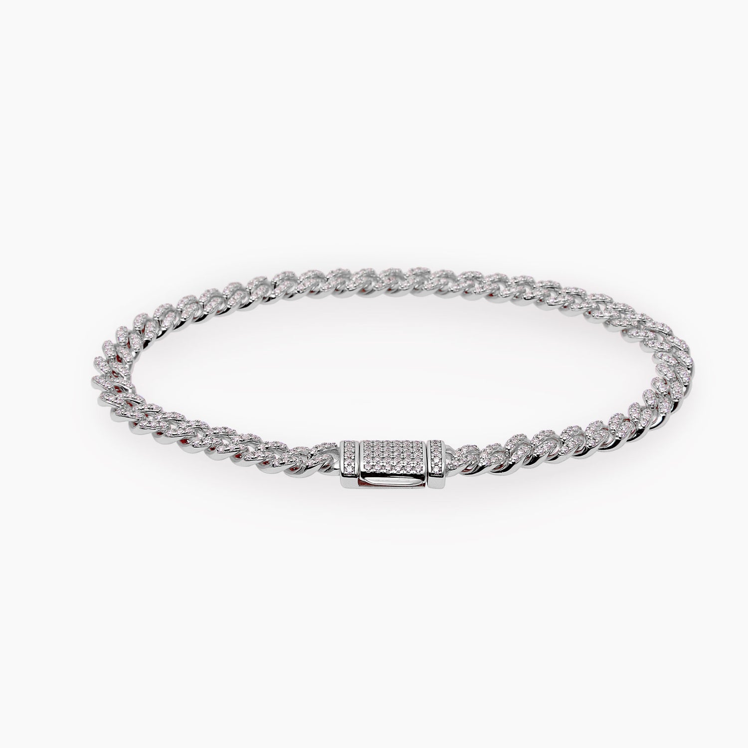 S925 Moissanite Cubaanse Schakelarmband - 5mm