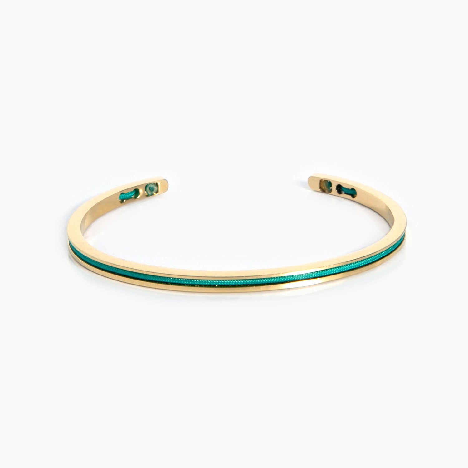 Gouden Cuff Armband met Turquoise Touw