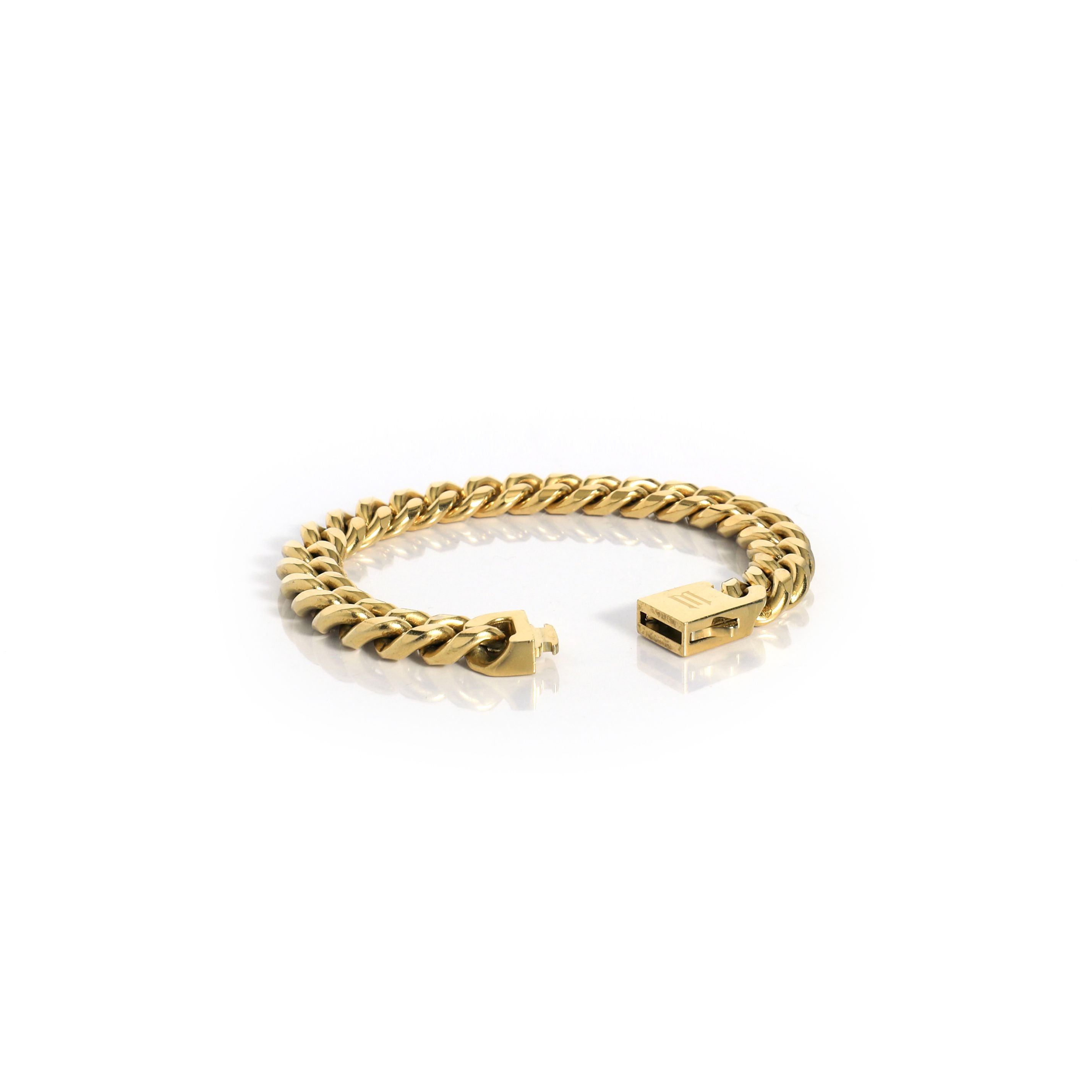 Gold Cuban Link Bracelet, product detail with clasp open
