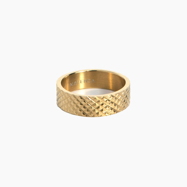 Gold Ring with Diamond Motif, front view