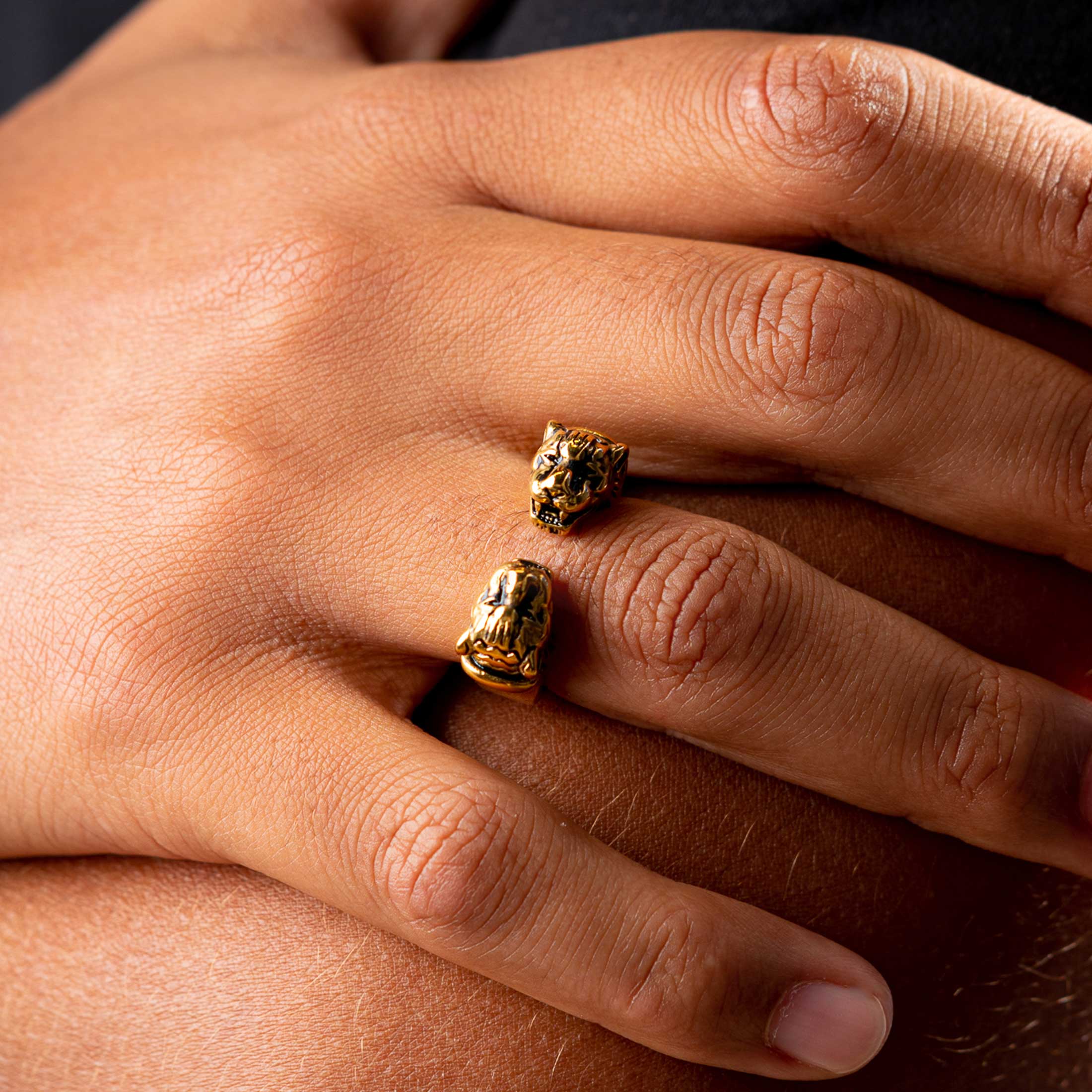 Tiger Cuff Ring Gold