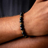 Black Agate Beads Bracelet with Gold Accents on model