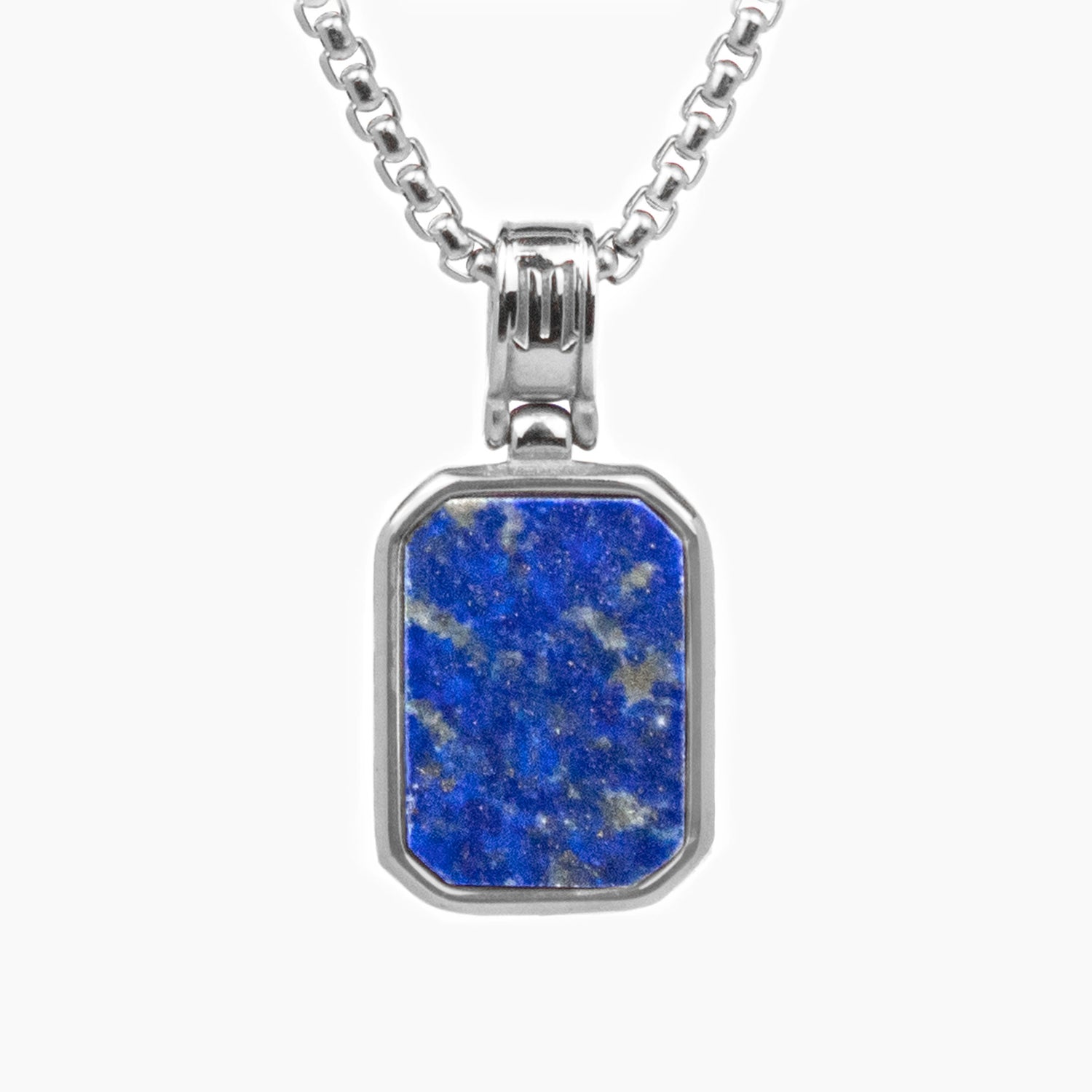Zilveren Box Link Schakelketting met Lapis Lazuli Hanger