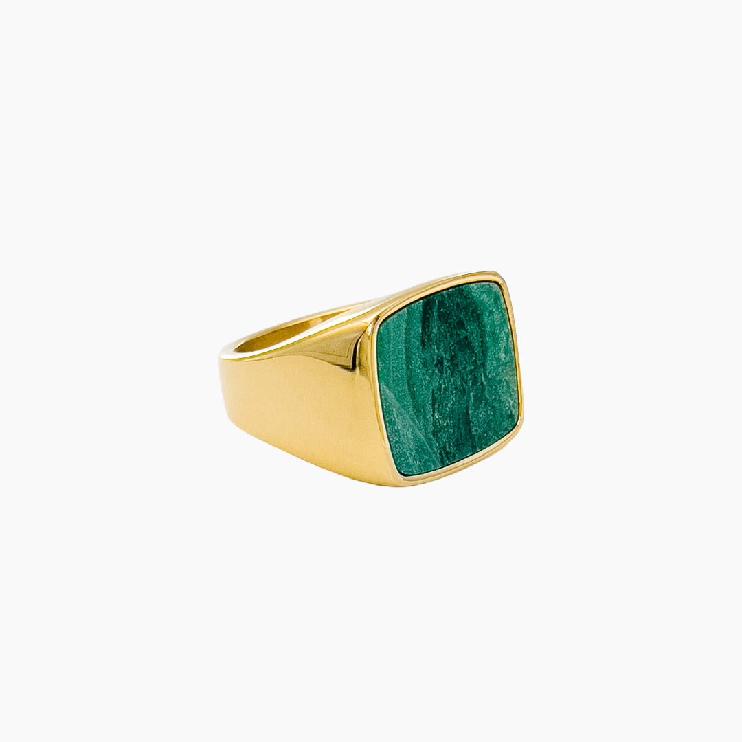 Jade Signet Ring Gold