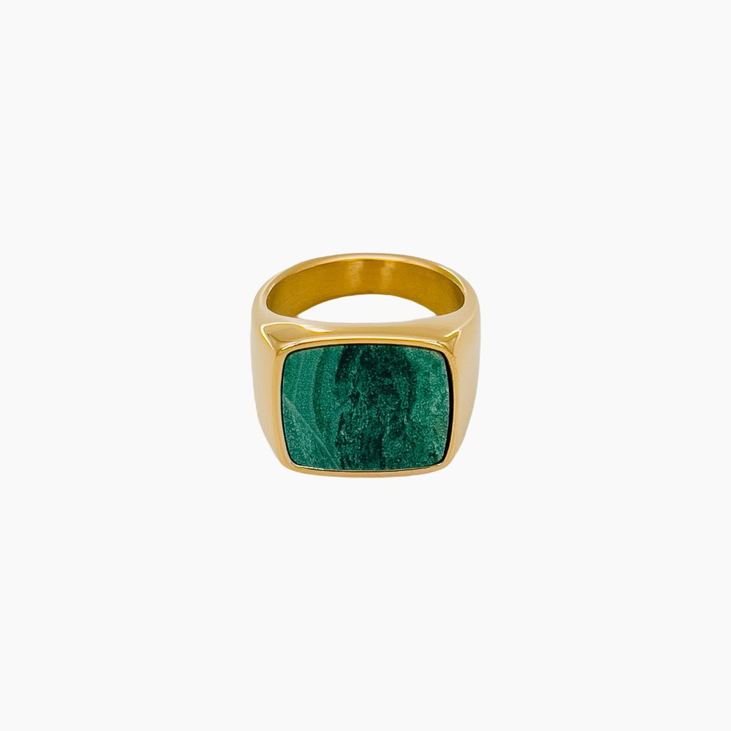 Jade Signet Ring Gold