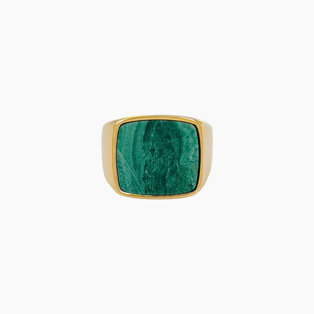 Jade Signet Ring Gold