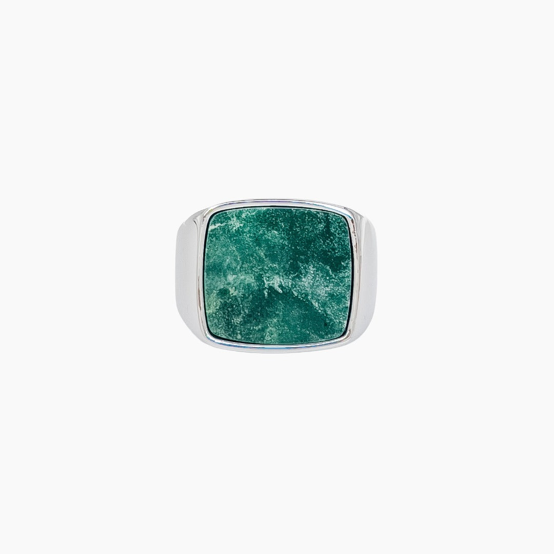 Jade Signet Ring Silver