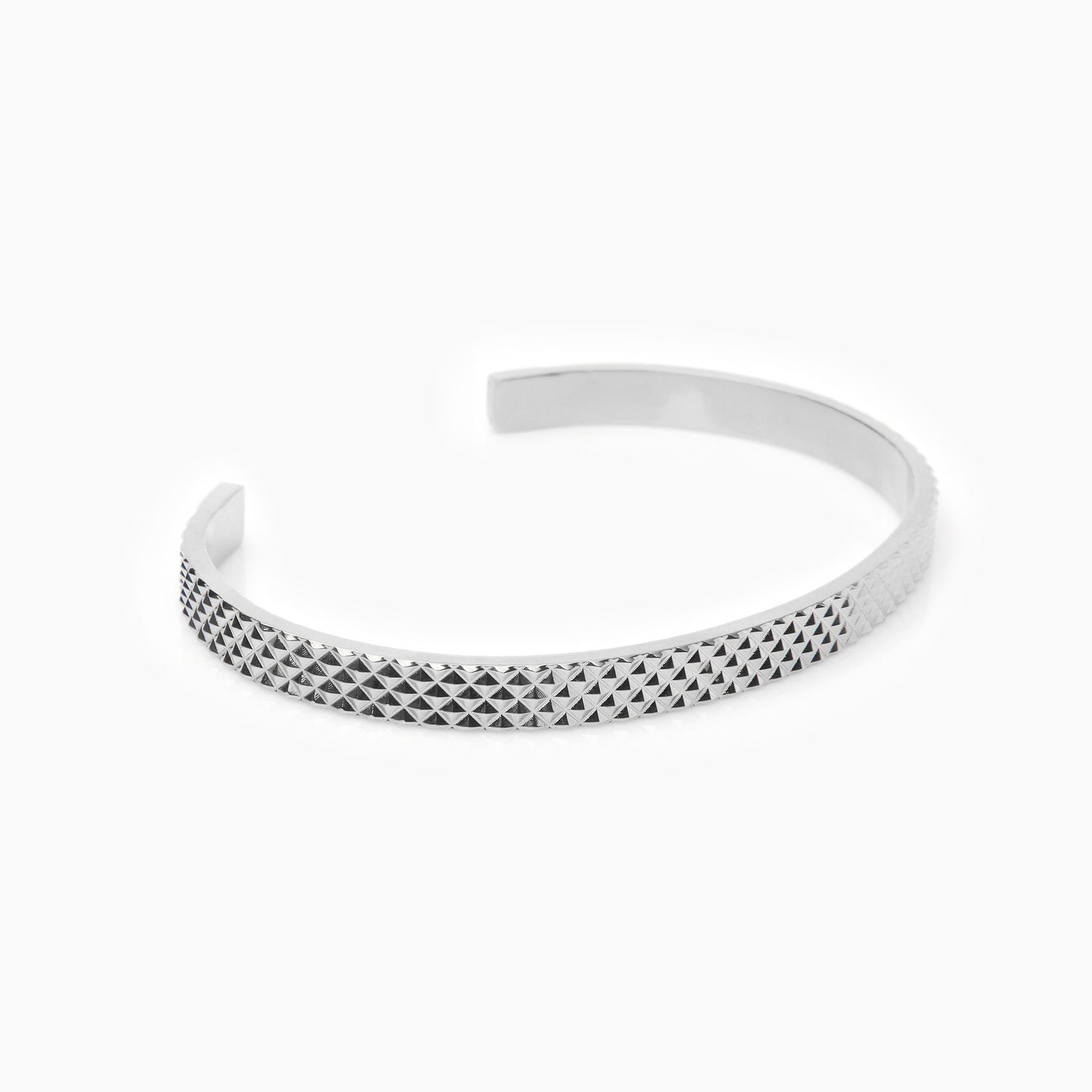 Zilveren Cuff Armband met Diamant Motief