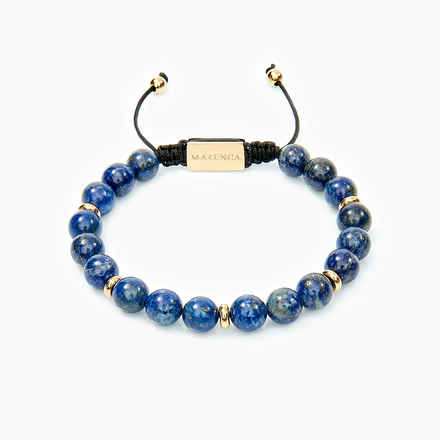 Lapis Lazuli Kralen Armband met Gouden Marenca Logo