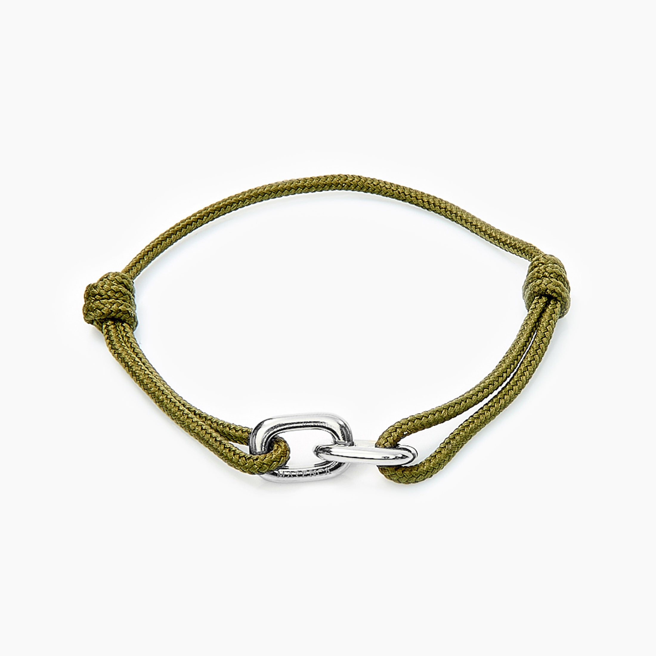 Green Rope Bracelet Silver